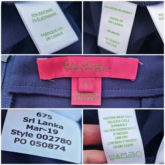 Faye Skort Lilly Pulitzer Size 8 Stretch Ruffled Shorts Skirt  Navy Blue EUC - Picture 2 of 6